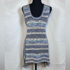 Natural Reflections Boho Crochet Knit Tunic Tank Top Beach Cover Up Size Small